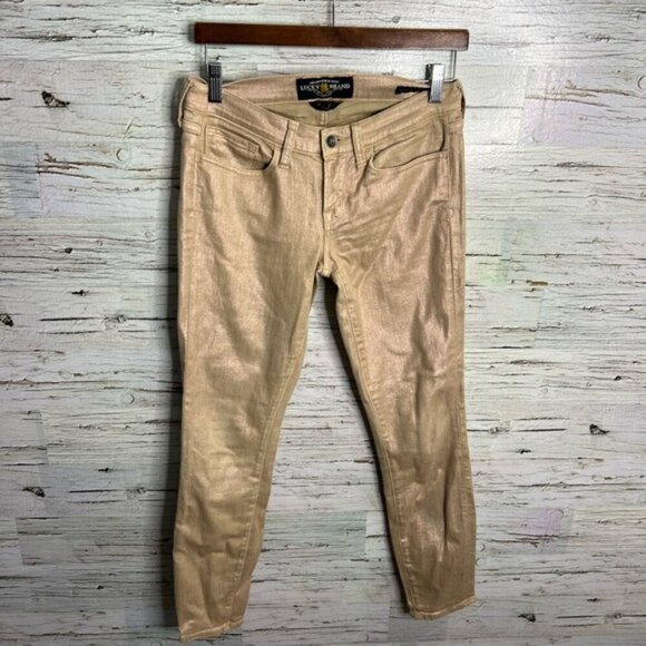 Lucky  Brand Charlie Skinny Jeans size 4/27 gold brown - Picture 1 of 9